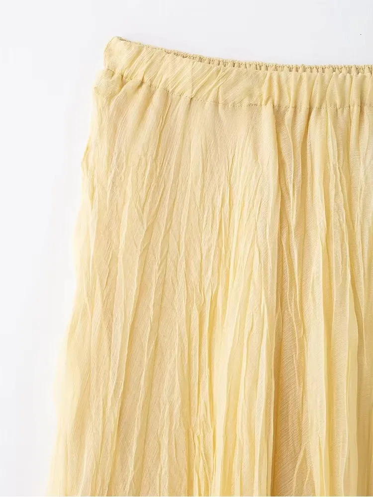 TFMLN Fashion Womens Pleated Skirts 2025 Summer Chic Causal Elastic Waist Solid Skirts Sweet Ladies High Street Skirts 250320