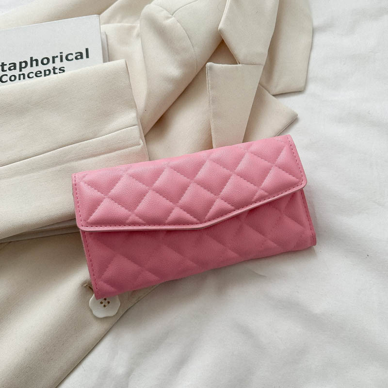 2025S Trend Designer New Card Bag Zero Wallet Fashionable Casual Diamond Grid Embroidery Thread Simple Personality Solid Color Large Capacity Handbag 