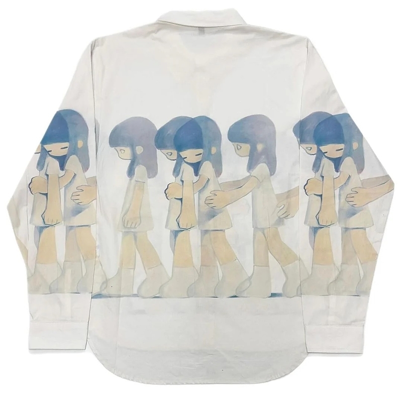 Y2k Harajuku Cartoon print Shirt Streetwear Women Vintage Long Sleeve Oversize Blouse Korean Fashion Aesthetic Clothes Female 250228