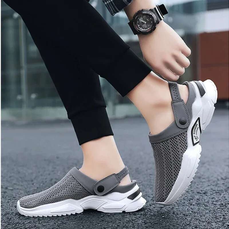 Platform Sandals Designer Mesh Mules Breathable Padded Beach Slippers 2024 Slip On Lightweight Men Sneakers