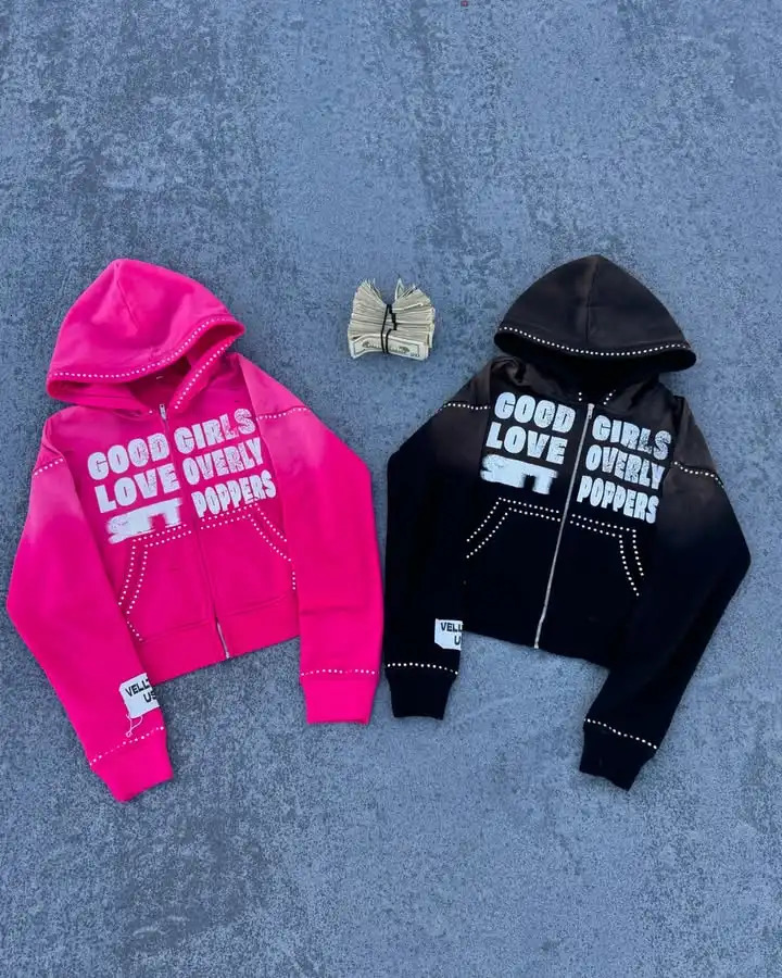 Vintage Hoodie Y2K Mens Harajuku Gothic Hip Hop Alphabet Graphic Abuse Retro Super Big Sportswear Zipper Jacket 250317