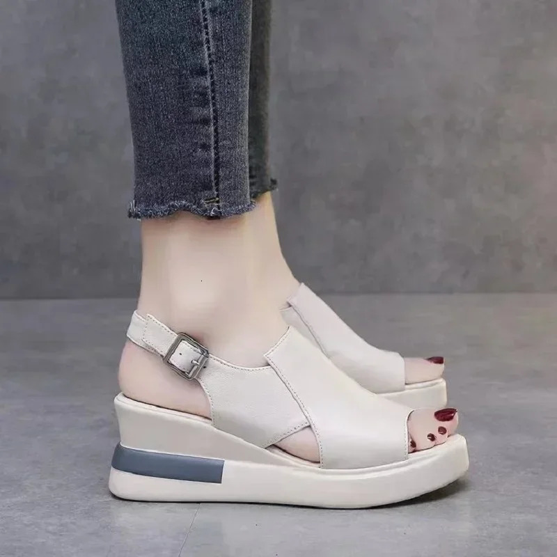 Summer Wedge Platform Sandals Fashion Retro Romen Beach Shoes Womens Casual Peek Toe Soft and Comfortable 250321BJ - view 3