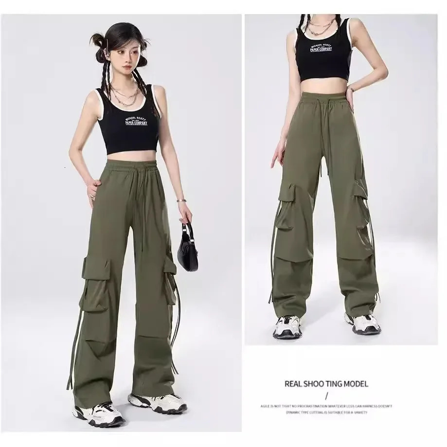 American Style HighWaisted Cargo Pants Petite Size QuickDry Summer 2024 Casual Sweatpants Umbrella n For Women 250320