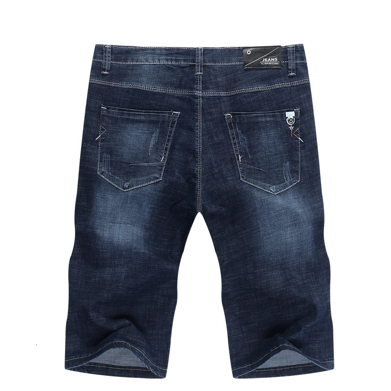 Short mens jeans branded ripped bicycle shorts denim pants elastic deep blue durable ultrathin fit Pantalon 250312