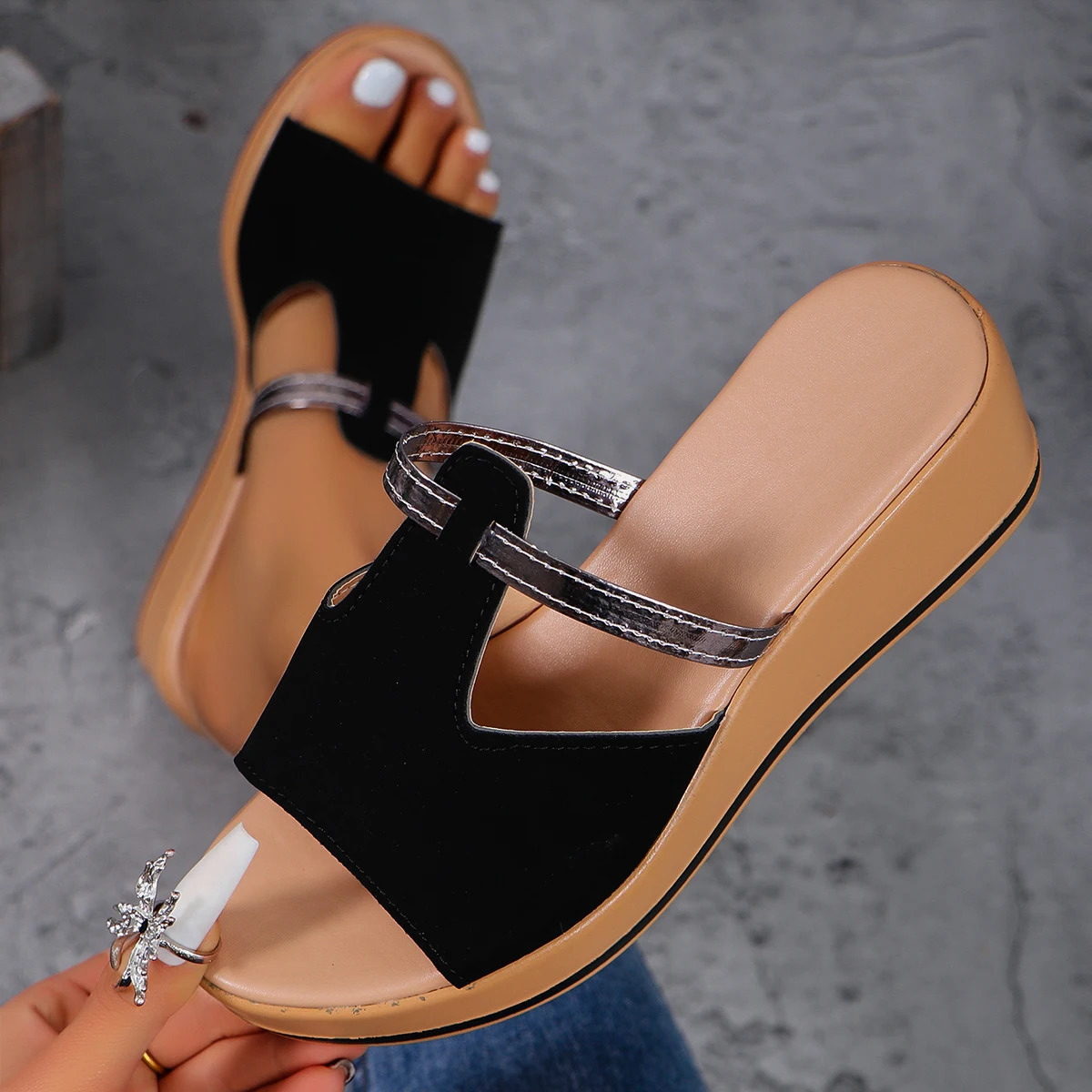 Open Toe Womens Wedge Sandals White Summer Fashion Breathable Comfortable Woman Buckle Female Footwear Shoes 250321BJ - view 7