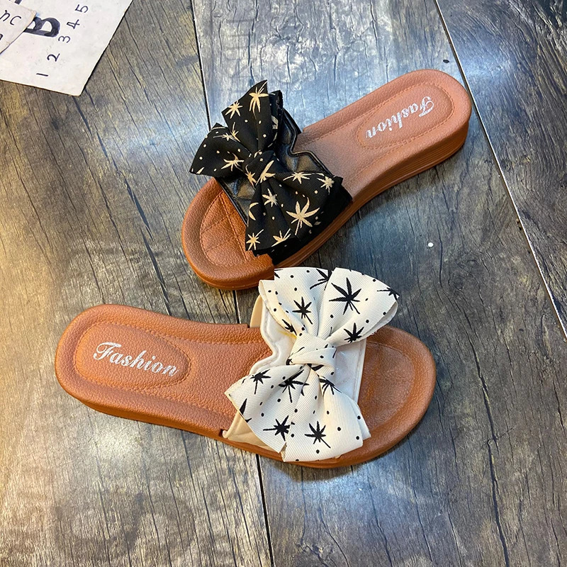 Womens Summer British Style Soft Bottom Butterfly Dew Toe Anti slip Cool Slip Single Line Slippers 250321BJ - view 6
