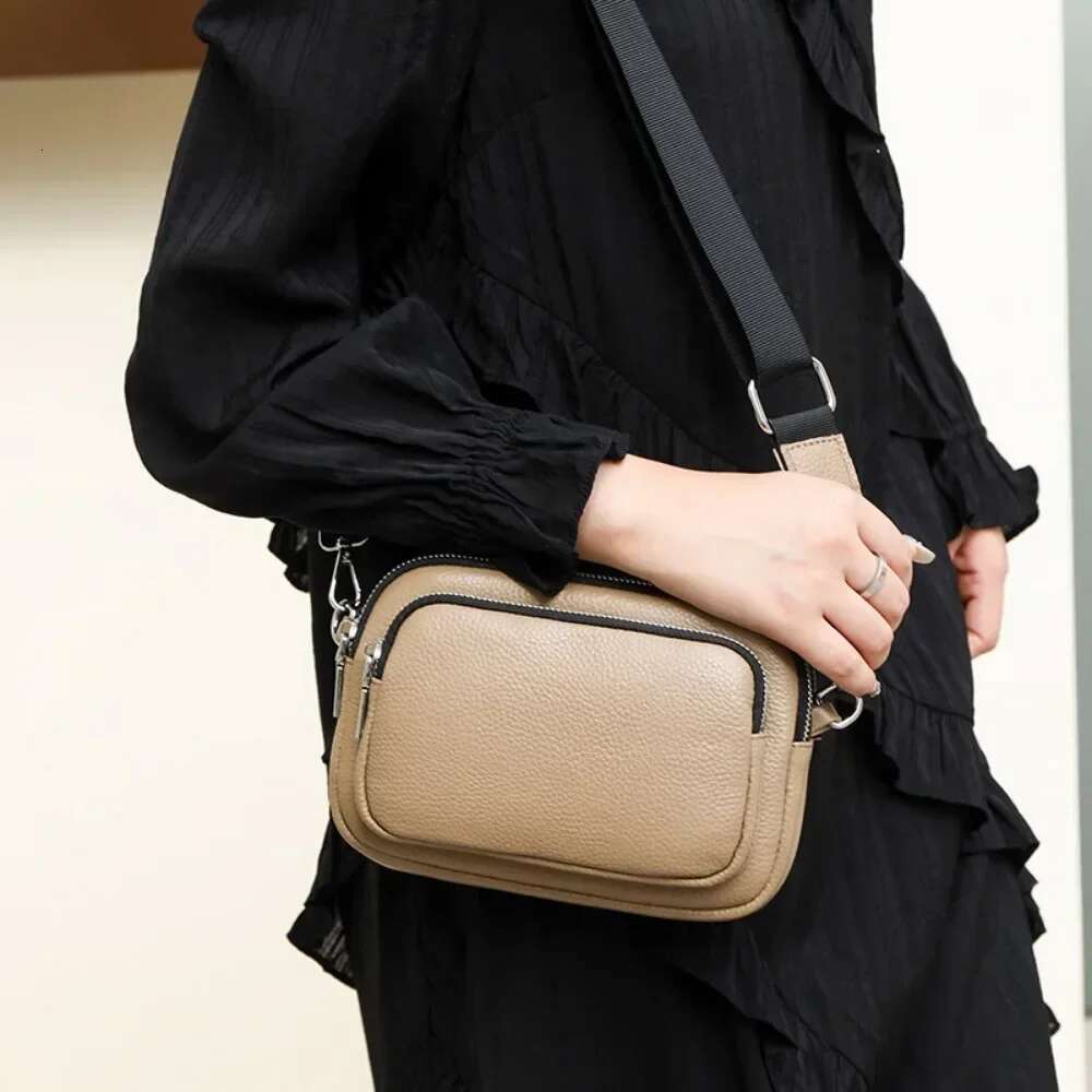 100% Genuine Leather Shoulder Bag For Women Rectangle Bags Crossbody Designer Handbag Female Solid Color Messenger 2025