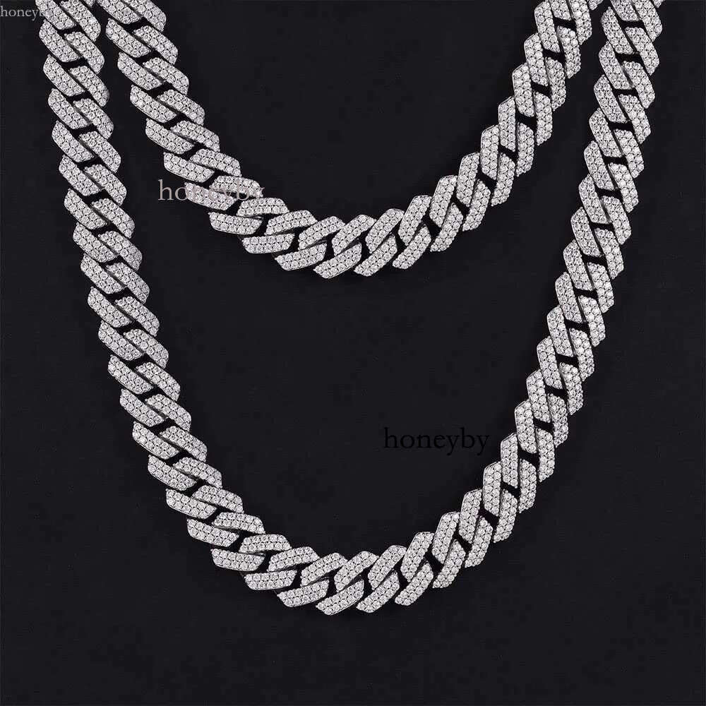 miami cuban k men 14MM wide 2 row dia prong iced out chain necklaces rapper hip hop jewelry designer necklace woman gift for girl