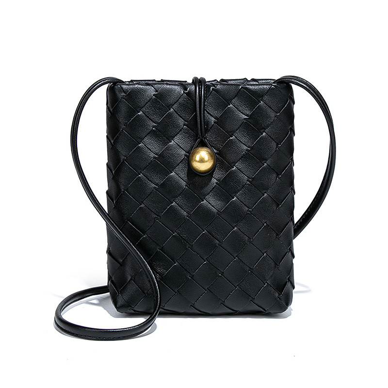 2025S Fashion Designer Fashionable Mini Vertical Woven Phone Bag Versatile Crossbody Wallet Niche Texture Trendy Single Shoulder Women S Bag