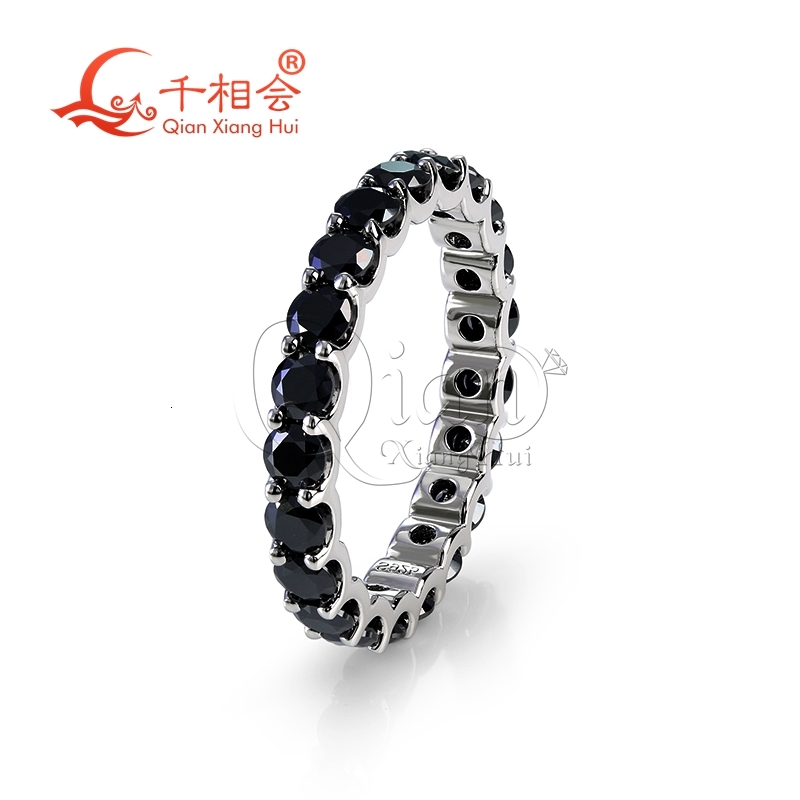 0.1ct 3mm black color round moissanite diamond ring s925 silver Eternity Band jewelry Engagement Ladies men