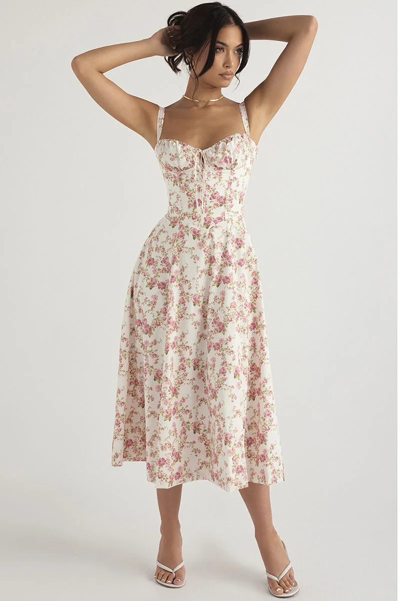 y Women Elegant Floral Beach Vacation Bodycon Streetwear Long Temperament Solid Color Fashion HighEnd Halter Dress 250320