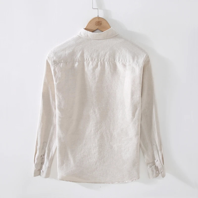 Long-sleeved Casual Linen Shirts For Men Fashion Solid 10 Colors Tops Clothing Camisa Masculina Chemise 250320