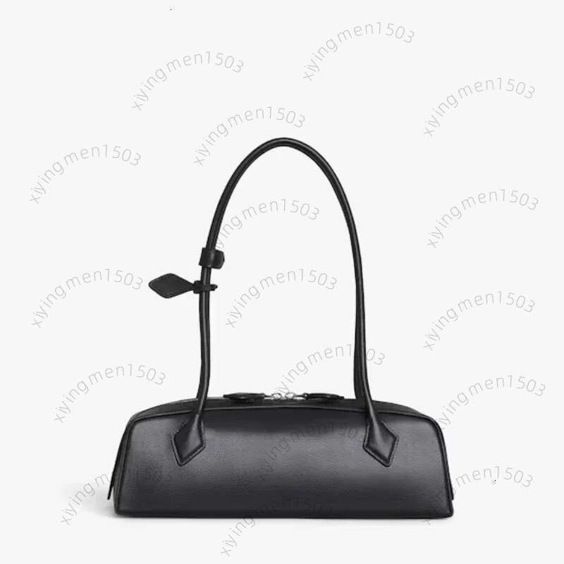 Le Teskel Handbag In Cowhide 2024 New High Quality Tubular Handles Shoulder Bag Women Famous Brands Elongated Shape Female Bags