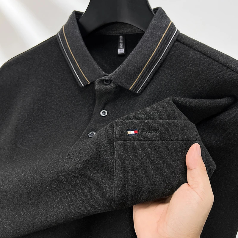 High quality long sleeve mens polo shirt autumn style pocket embroidery highend n clothing comfortable casual Tshirt 250320