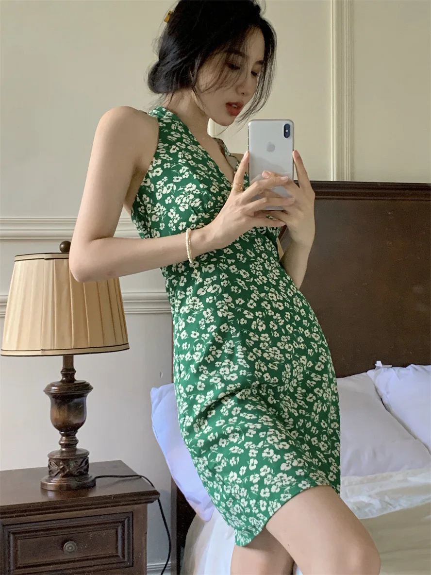 Womens mini dress summer fashion womens vest printed floral chiffon shirt pleated short sleeved fluffy casual 250320