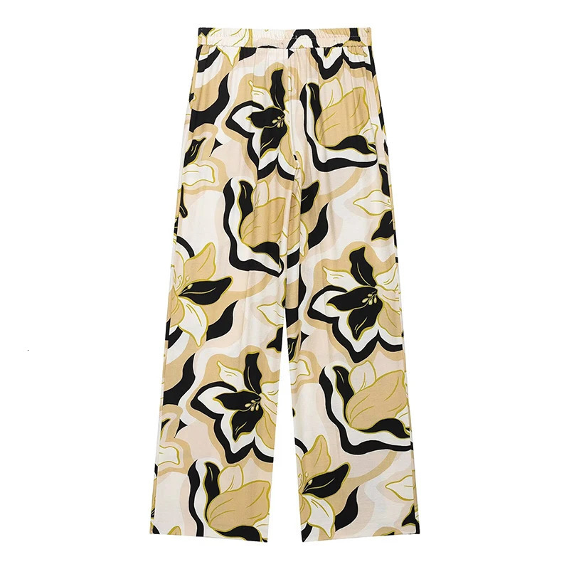 RAFZNB High Waist Wide Leg Pants Sets For Women 2 Pieces Print Shirts Top Womens Suit Two Piece Set Women Outfit 250320
