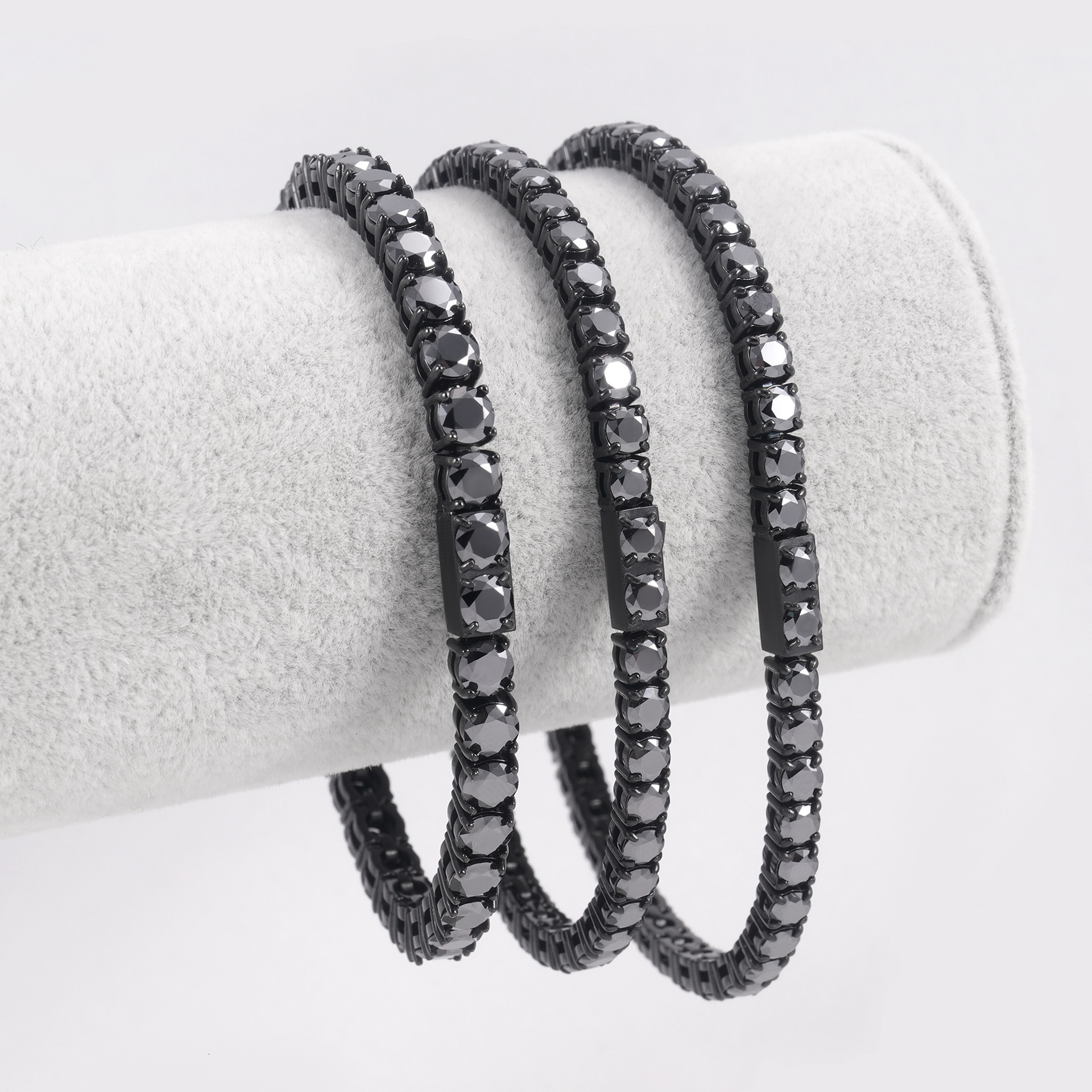 New 4-5mm 316L stainless steel set black moissanite tennis chain hip-hop mens and womens bracelet