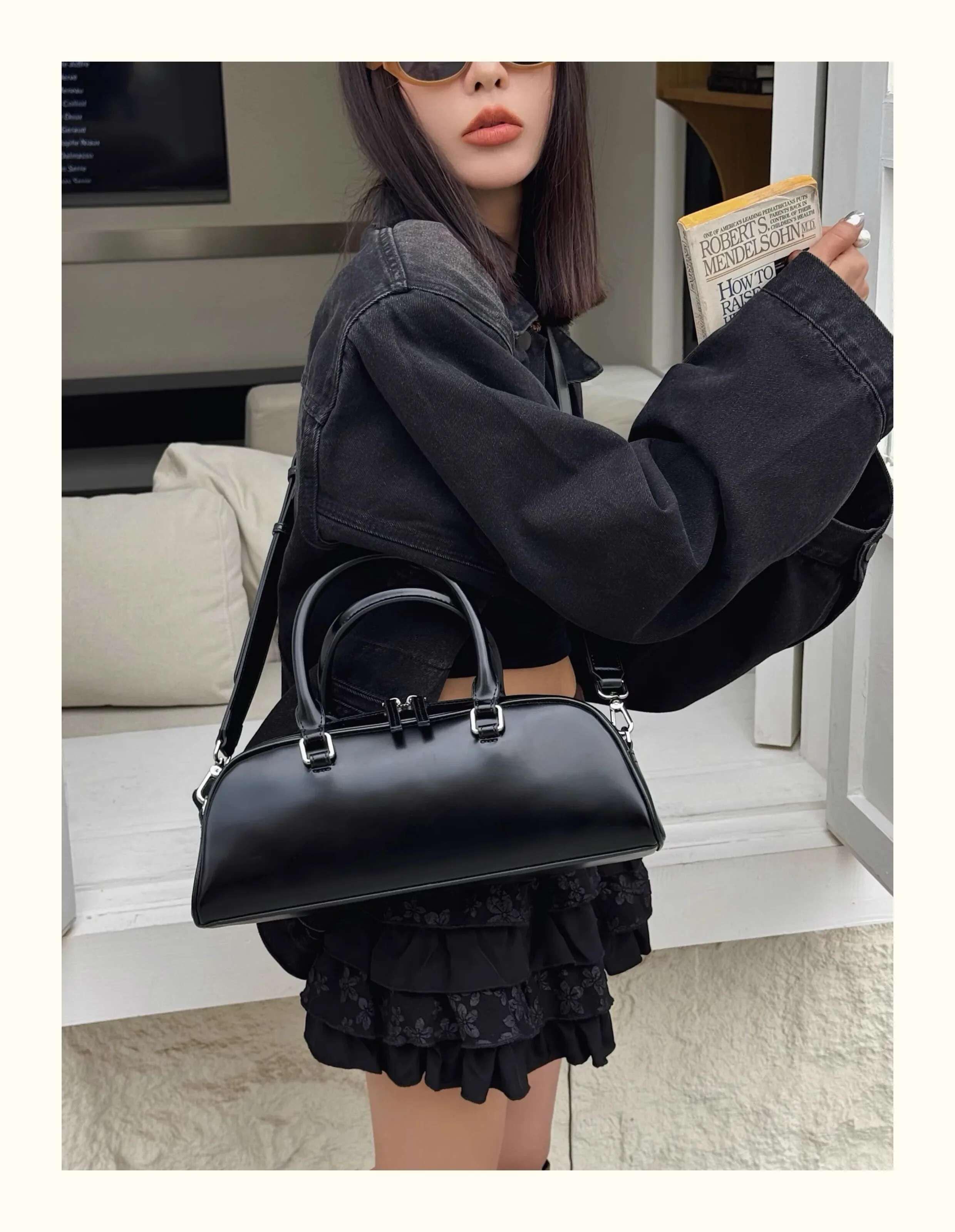 New Large Glossy Surface Oil Wax Cow Leather Women Handbag Horizontal Cowskin Tote Beige Sier Travel Shoulder Bag