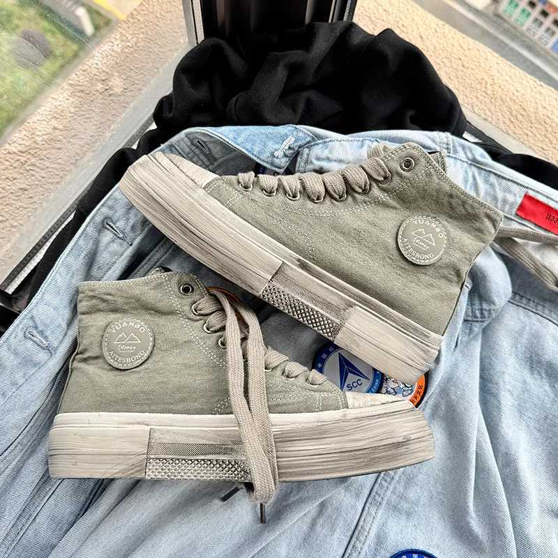 New retro canvas shoes mens high platform skateboard shoes mens streetwear mens Vcanize shoes zapatillas de Lona Y250320