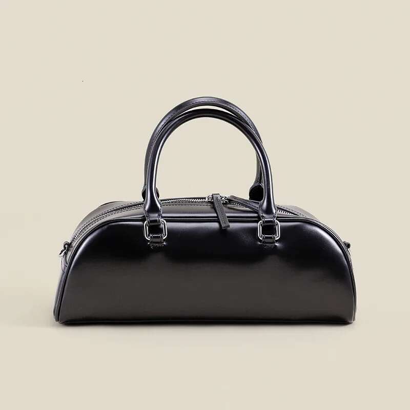 New Large Glossy Surface Oil Wax Cow Leather Women Handbag Horizontal Cowskin Tote Beige Sier Travel Shoulder Bag