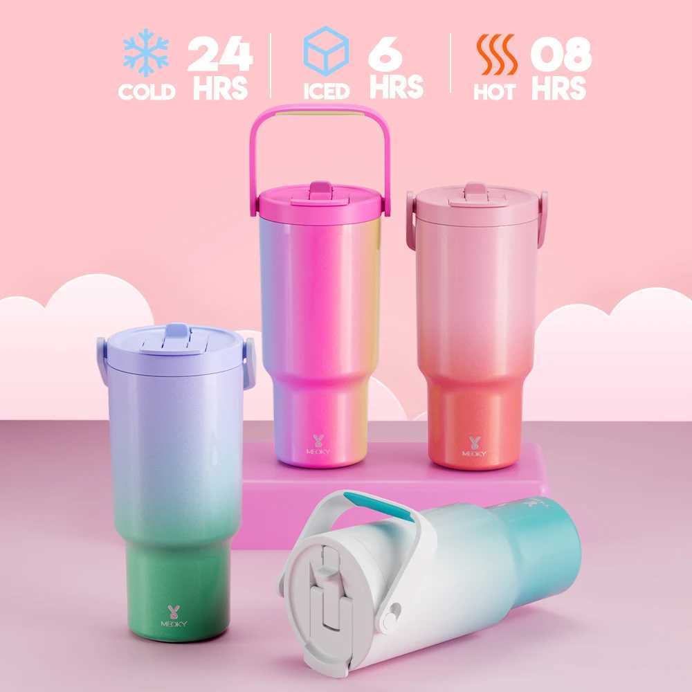 Meoky 40oz/32oz portable drum stainless steel insulated vacuum multi-color holding hot coffee cup wagon cup X250321