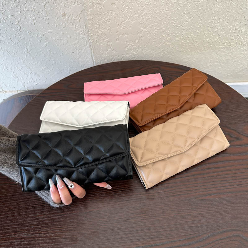 2025S Trend Designer New Card Bag Zero Wallet Fashionable Casual Diamond Grid Embroidery Thread Simple Personality Solid Color Large Capacity Handbag 