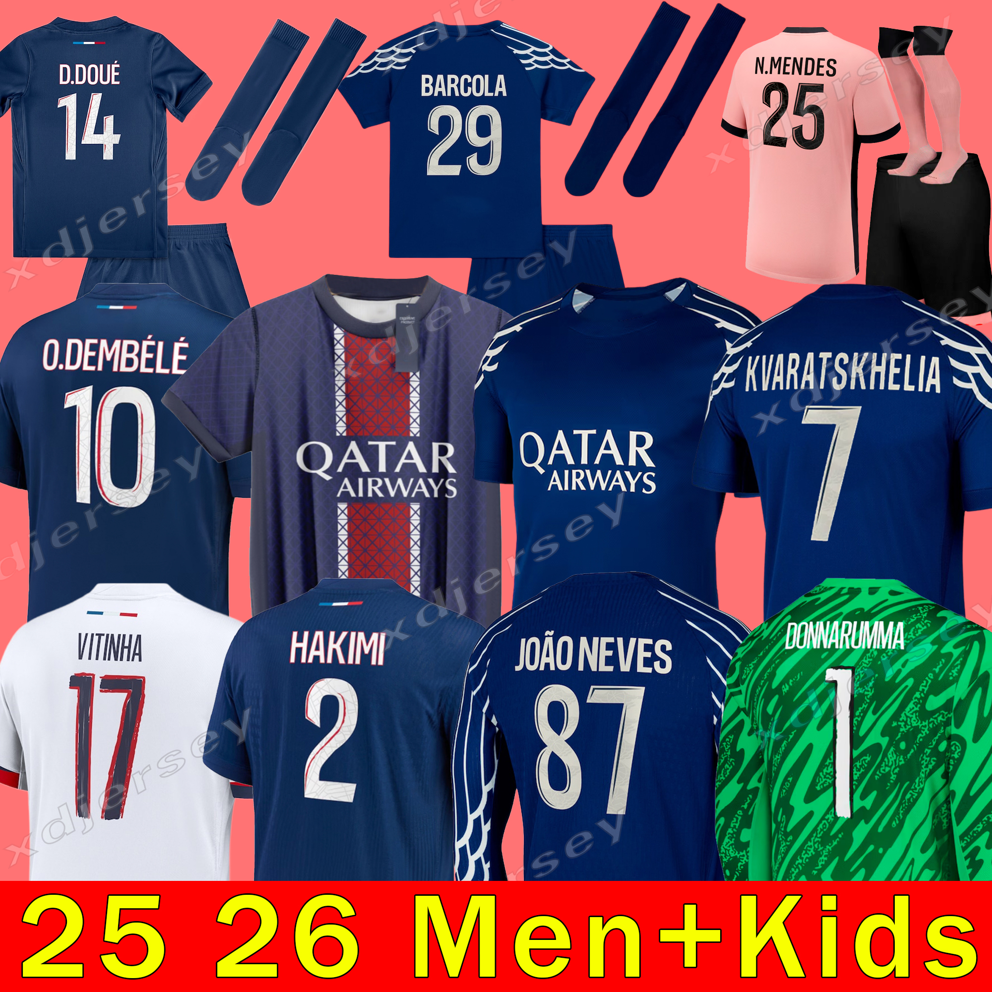 2024 2025 2026 maillot de foot Kvaratskhelia soccer jerseys 4th JOAO NEVES HAKIMI football shirt 24 25 26 hommes BARCOLA Zaire-Emery O.Dembele PARIS Fourth PSGES Kits