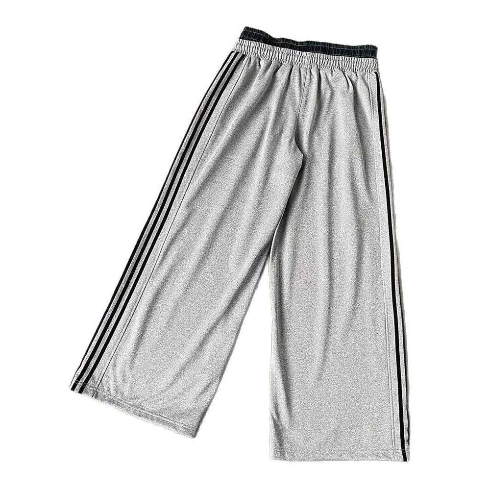 American street style double waisted striped loose straight leg sports casual pants, sweatpants for men and women
