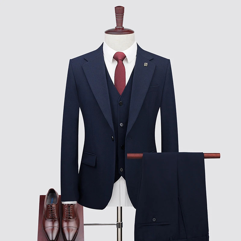 2024 Big Size Mens Summer Thin suit Vest Trousers One Button Fashion Handsome Business Suit Dress Threepiece Set 250311