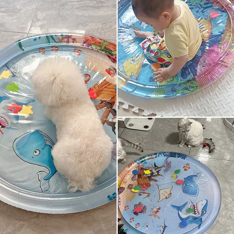 Water Sensor Gaming Pad Thickened Inflatable for Cat and Dog Pet with Fish Ocean r Cooling 250312