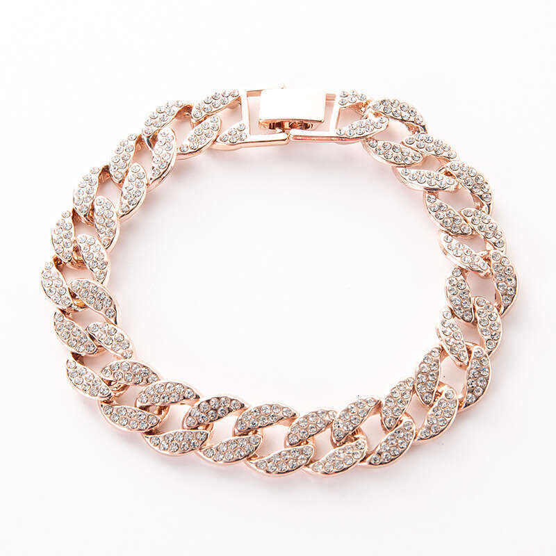 Alloy round gold hip-hop accessory, Cuban chain that won't fall off, dia ribbon, men's necklace