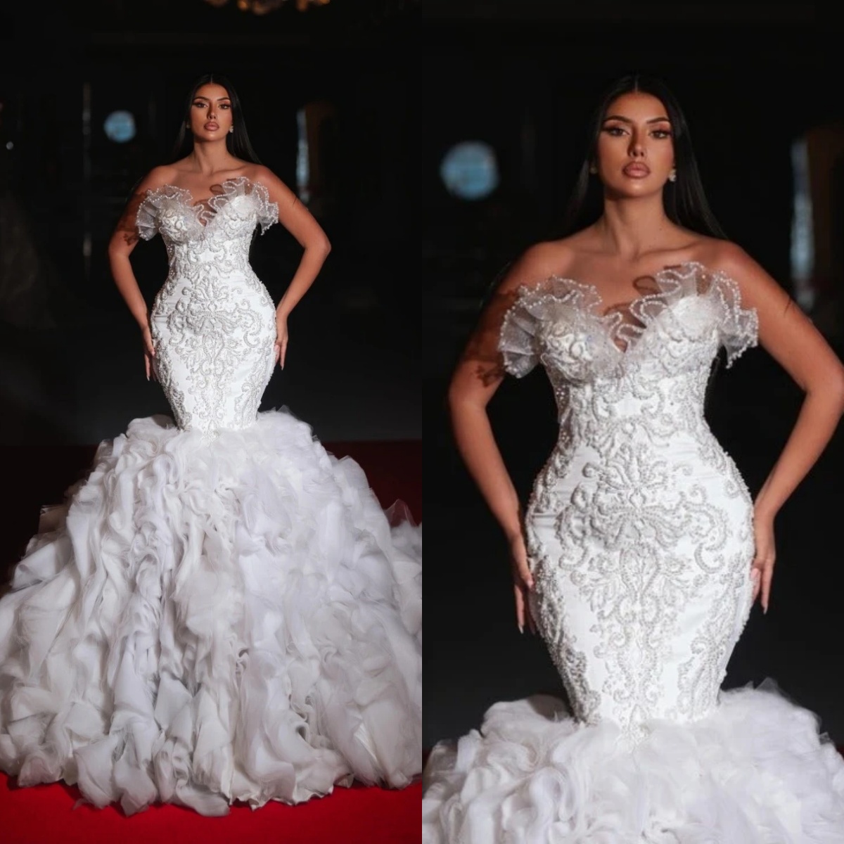 Illusion Mermaid Wedding Dress Sweetheart Neck Sleeveless Bridal Gowns Sequins Lace Sweep Train Dresses Custom Made vestidos de novia