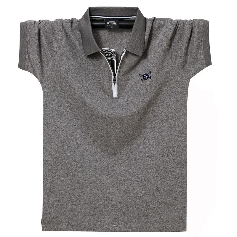 Summer Causal Lapel Short Sleeved Polo-shirt Zipper Polo Shirt Men Oversized Mens Half-sleeved Polo Shirt Men 4XL 5XL 6XL 250321