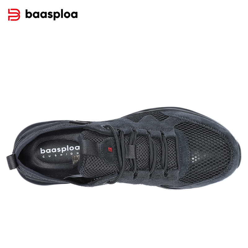 Baasploa Men Walking Shoes Summer Breathable Mesh Soft Sport Shoes Male Comfort Lightweight Casual Sneakers Lace-Up Non-Slip
