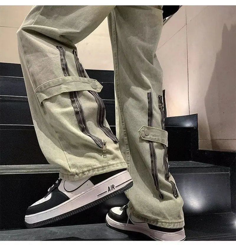 Casual pants Y2k bagged jeans streetwear mens denim shorts Flared clothing goods 250312