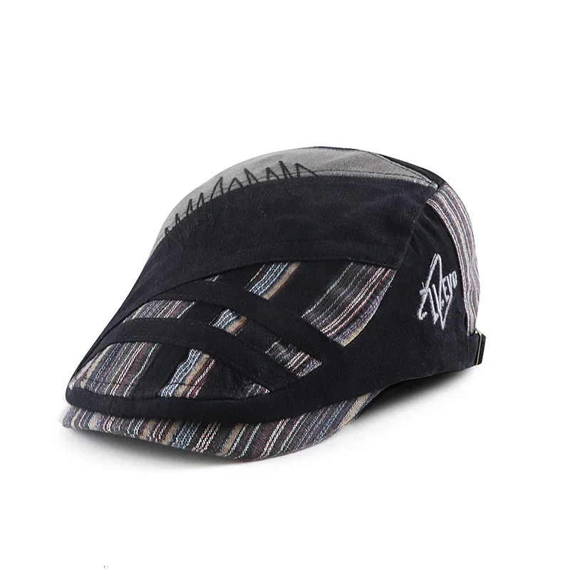 High quality baseball cap mens seasonal fashion classic cotton striped front hat summer retro style mens beret 250320