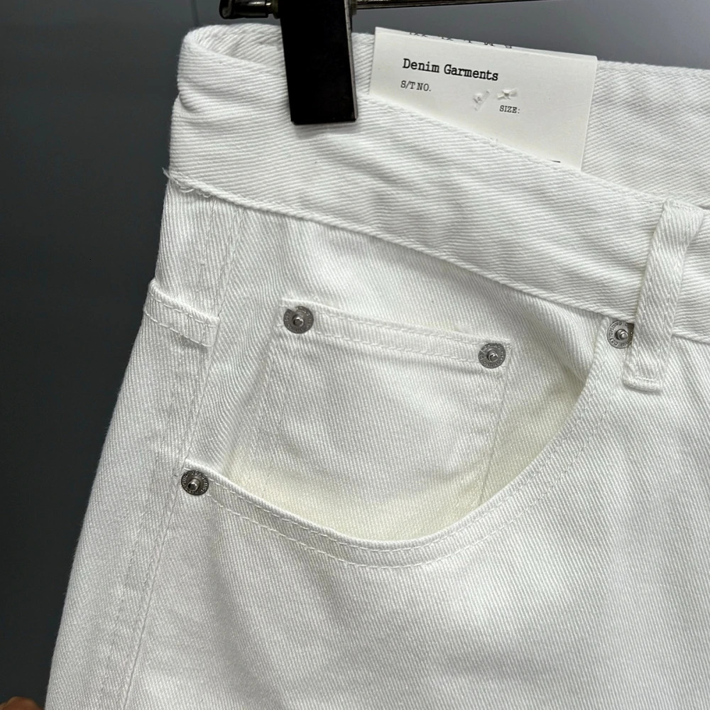 High quality hiphop streetwear white pocket denim shorts mens summer Korean fashion Jorts Kpop skateboard 250312