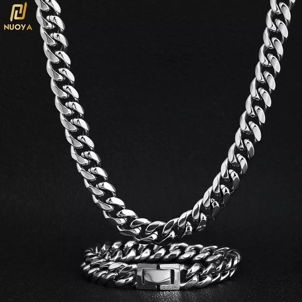 Hip Hop Cuban Curb Link Mens Miami Stainless Steel 18k Gold Plated Chain Necklace Jewelry Gift For Him 6/8/10/12MM