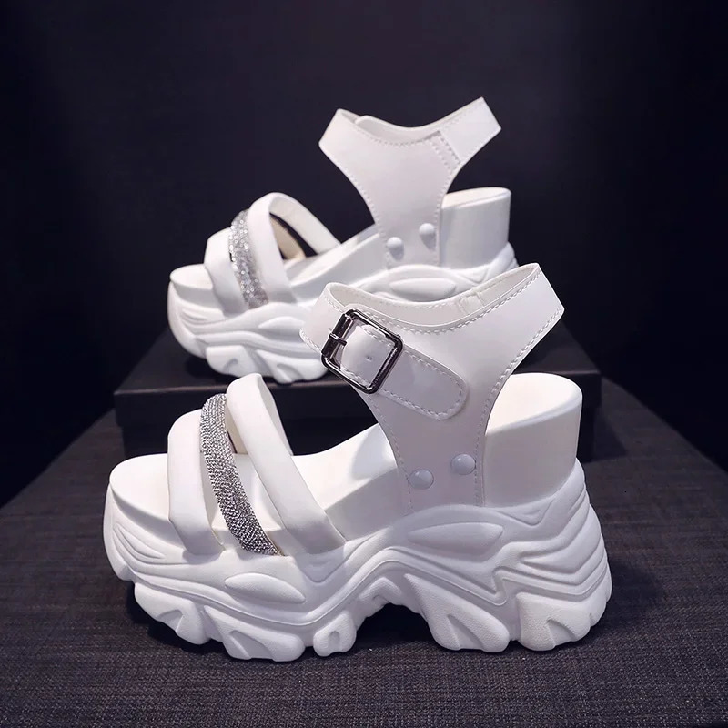 Sandals Women Platform Shoes Summer Open Height Increasing 10Cm High Heel Ladies Sandal Wedges Chunky Womens 250321BJ - view 4