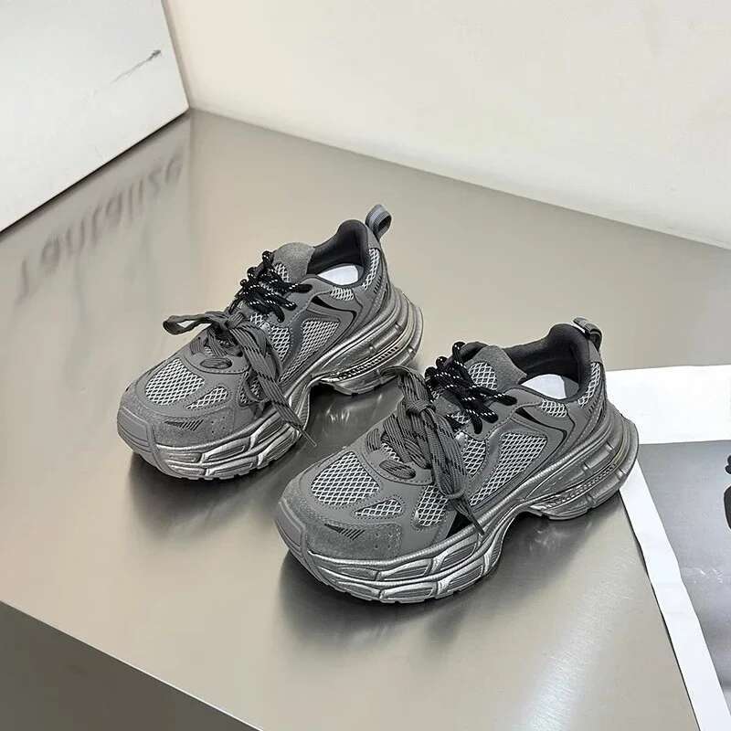 2025 Autumn High-grade Two-color Shoelaces Thick Sole Lightweight Casual Heightening Women's Shoes Sneakers Women