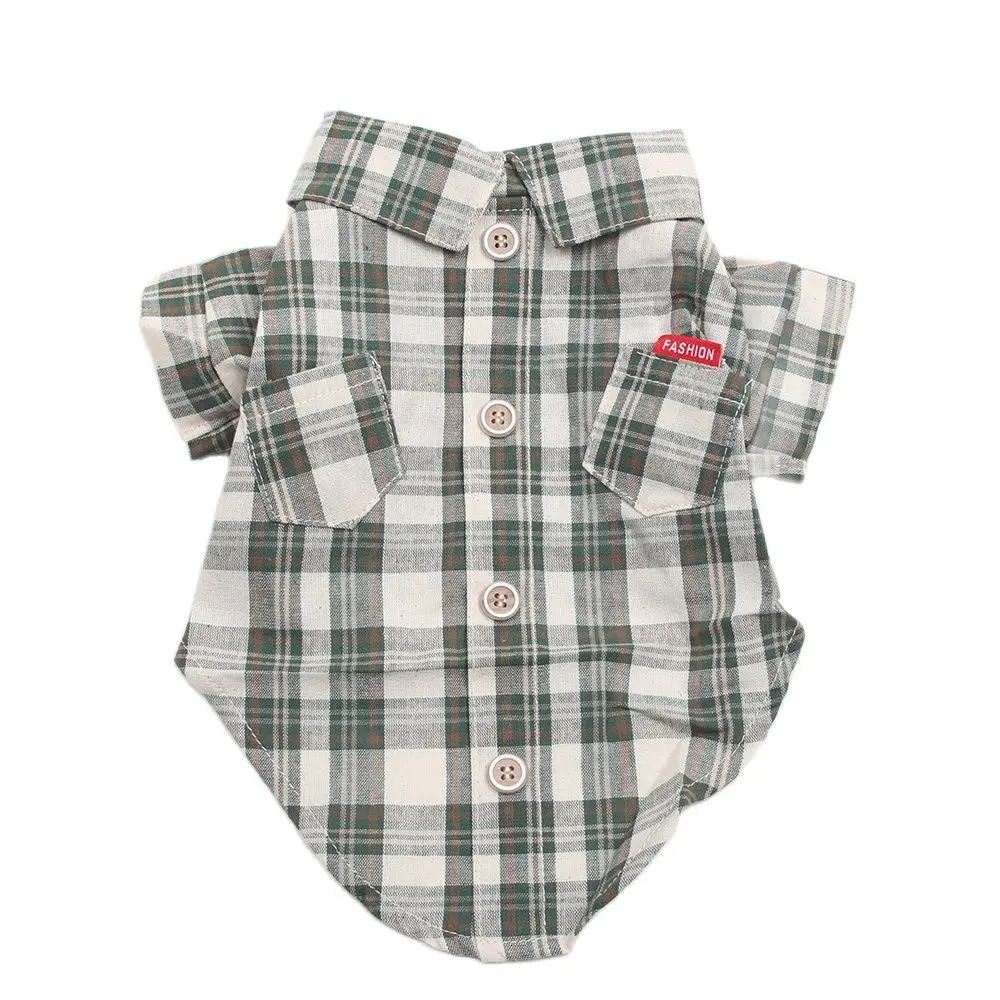 Dog and cat plain shirt pet dog shirt with diagonal pockets spring and summer clothing 250318