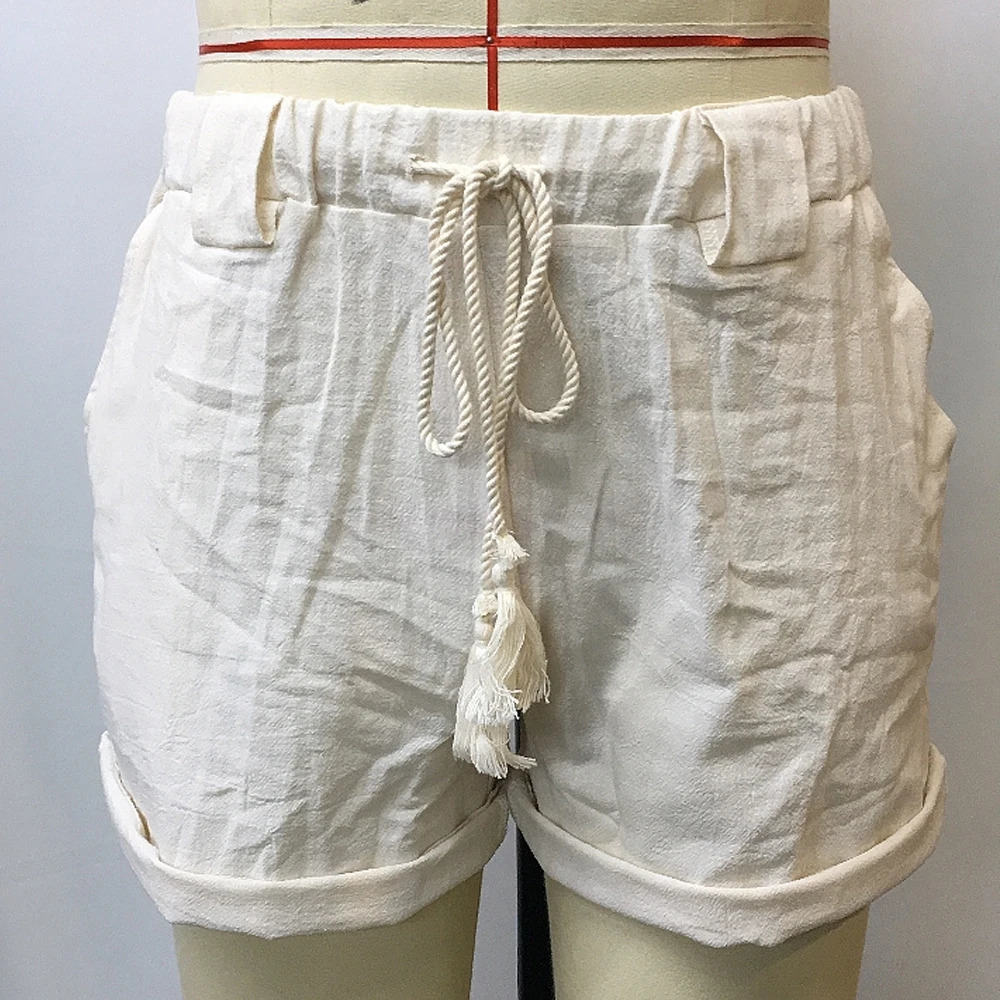 Vintage Linen Shorts For Men Summer Clothing Solid Color Causal Male Beach Short Pants Drawstring Loose Pants S-3XL 250320