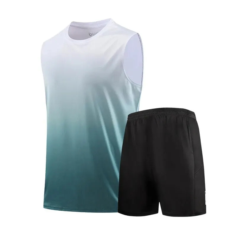 Fitness Clothes MENS ICE Silk Quick-dry Vest Sportswear Set Summer T-shirt Basketball Equipment Training Running Short Sleeves 250320