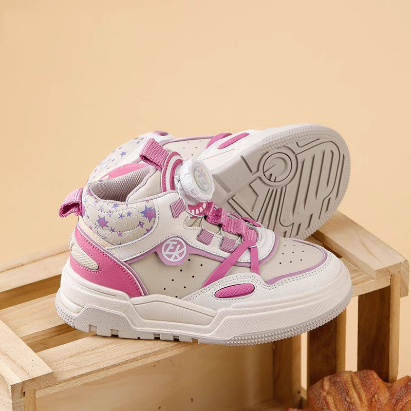 Ariaca High Top Boys Board Shoes Soft Sole Knob Adjustable Kids Shoes Spring New