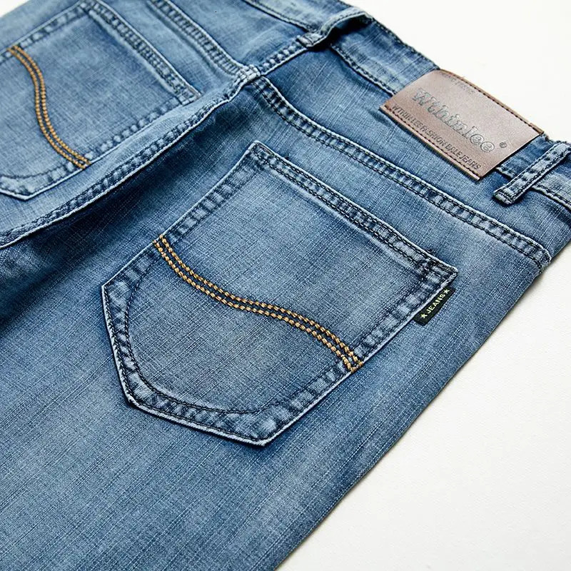 Classic denim shorts for men in summer straight leg long casual slim fit solid color fashionable mid length pants 250312