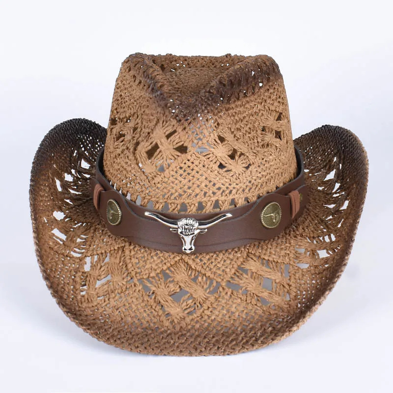 Summer Sun Hat Western Womens Cowboy Hat Hollow Retro Panama Beach Jazz Hat Grass Hat Sun Protection Hat 250320