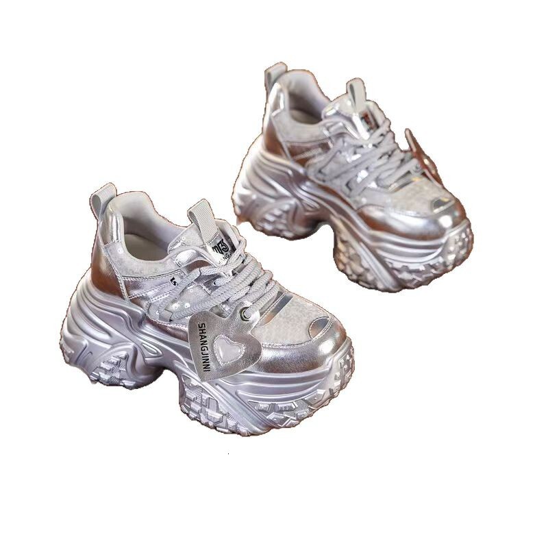 2025 new silver height increasing small and multifunctional thick soled women's designer fashionable sports and leisure shoes