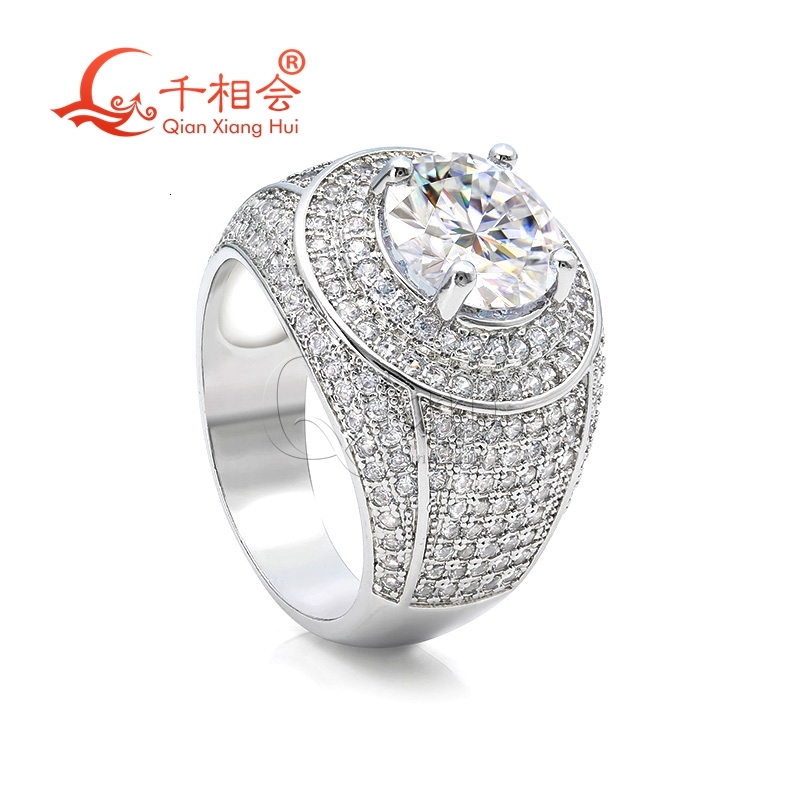 2ct 8mm round Moissanite Half Eternity Band 15.5m Ring Sterling 925 Silver Diamonds Engagement Wedding Jewelry for Men And Women