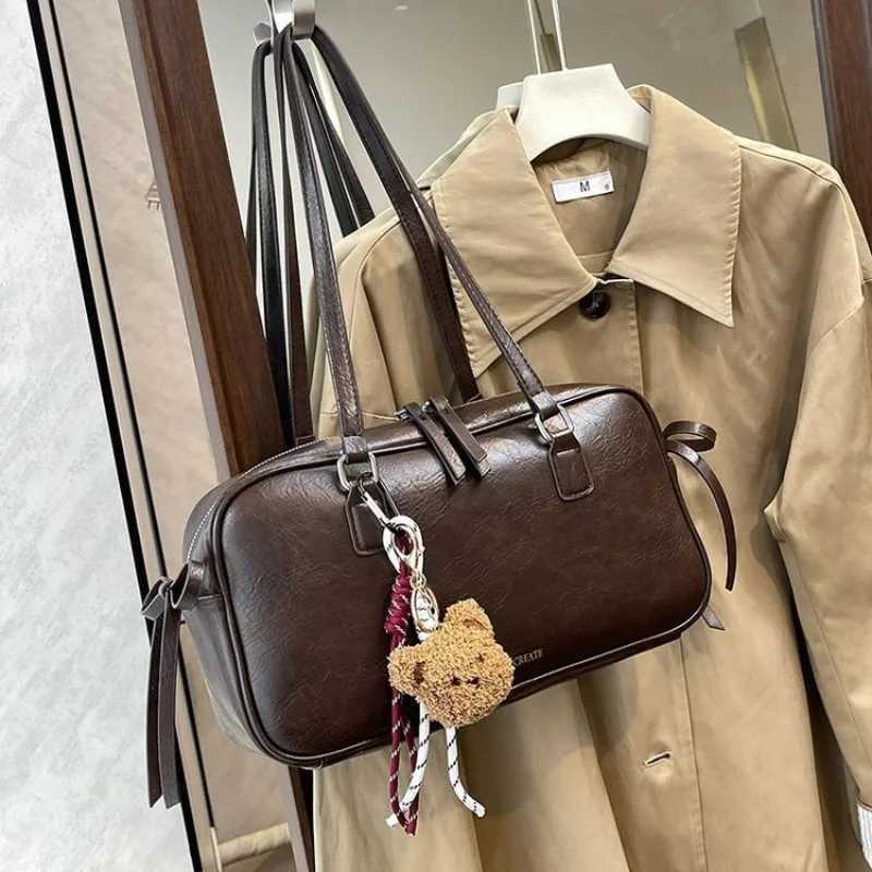 Womens large handbag high-quality new retro womens Pu leather Korean luxury designer womens handbag Y250319