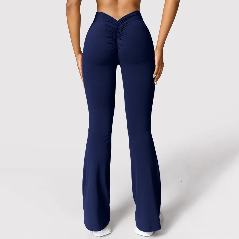 Fashion Micro Horn Legging Vback Waist Sports Pants High Push Up Butt Gym Solid Slim Casual Leggings 250320